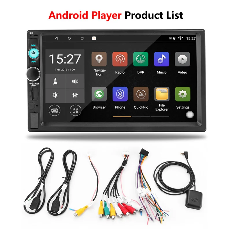 Jansite 7 "2 Din Универсальное автомобильное радио Android8.1 плеер с цифровым 1080 P gps Wifi