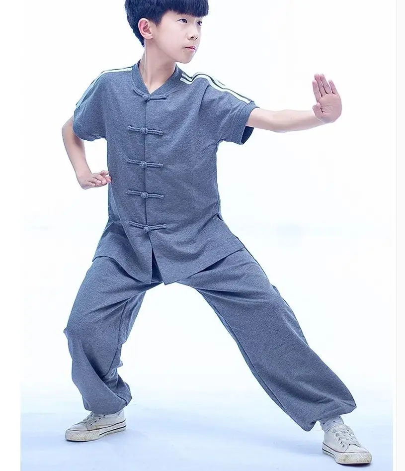 Летние 4 вида цветов для мальчиков и девочек униформа боевых искусств кунг фу