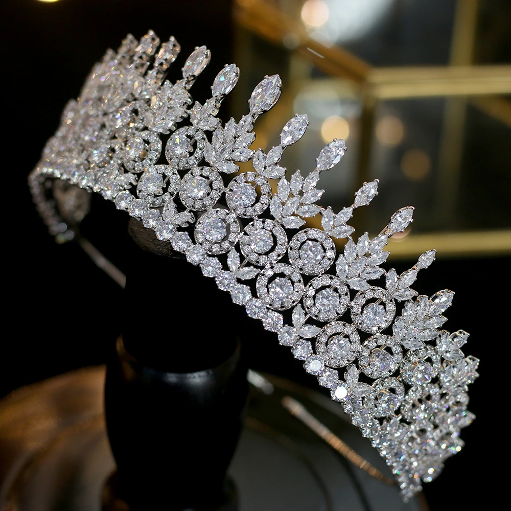 Аксессуары для свадебной короны Lujo CZ para el cabello Joyeria de boda Tocado Novia Corona femenina Conjunto diseno |