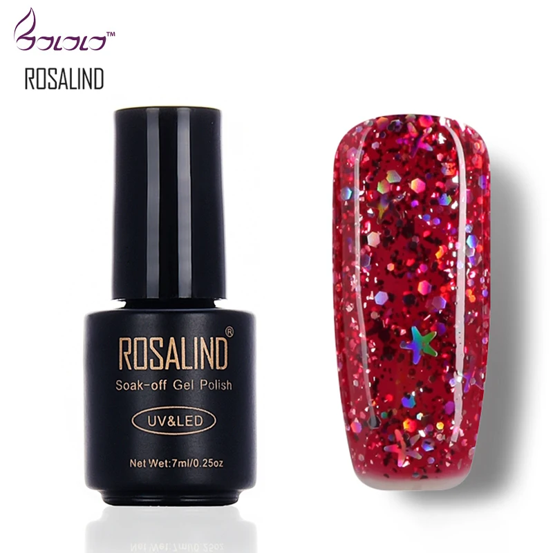 ROSALIND 3D бриллиантовый блеск с ультрафиолетовым свечением гель для ногтей Дизайн
