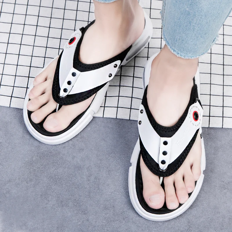 Comfortable Summer Flip Flops Soft Men Shoes Leather Casual Slippers Black Sandals Bathing Beach | Обувь
