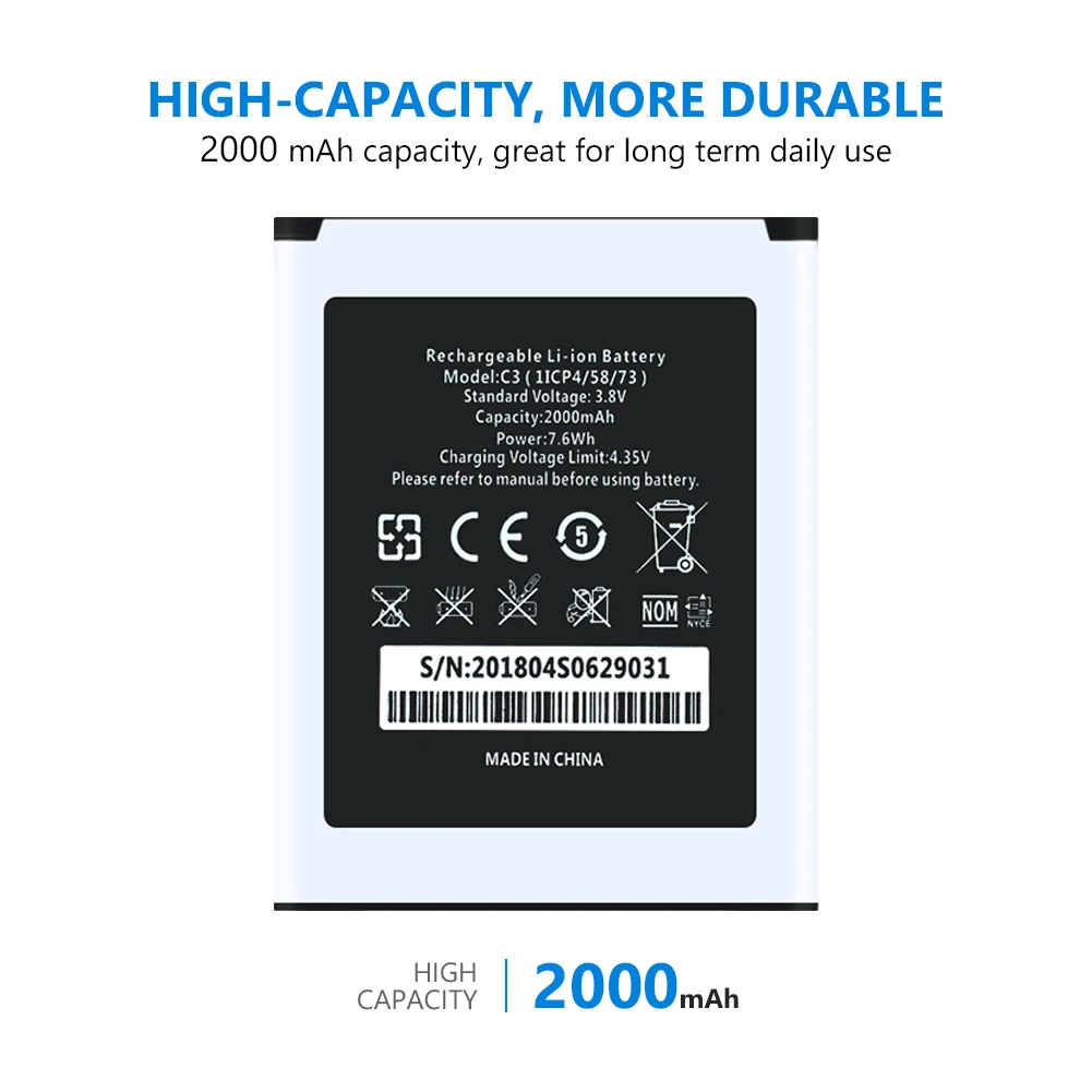 Высокое качество 3 8 V 2000mAh литий полимерный Батарея для Oukitel C3 мобильный телефон