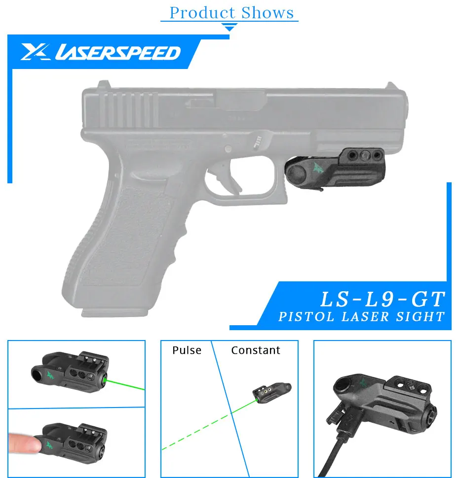 Laserspeed LG-9T микро лазерное ружье импульсный режим умный датчик Функция легкий вес прицеливания тактический лазер зеленый