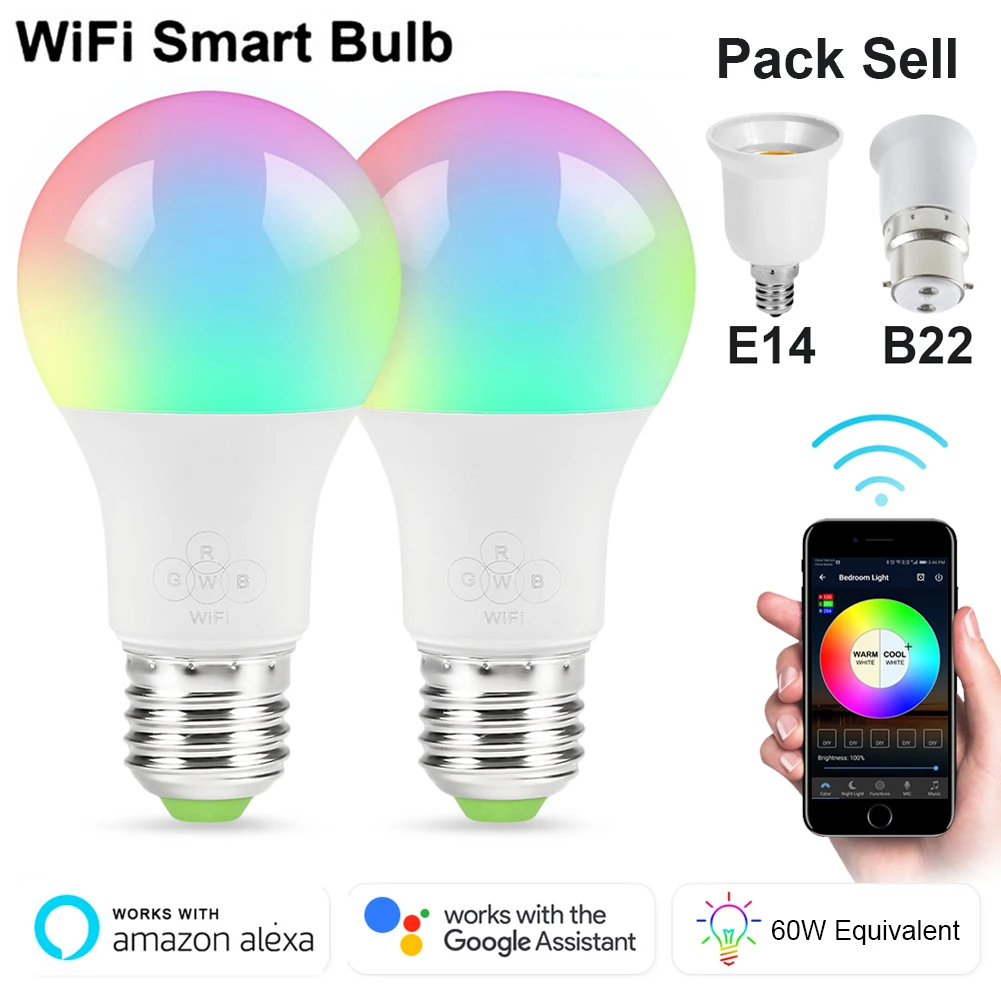 4,5 Вт/6,5 Вт/10 Вт RGBW светодиодный светильник wifi лампочка умное освещение изменение цвета с регулируемой яркостью AC85-265V совместим с Alexa Google Home