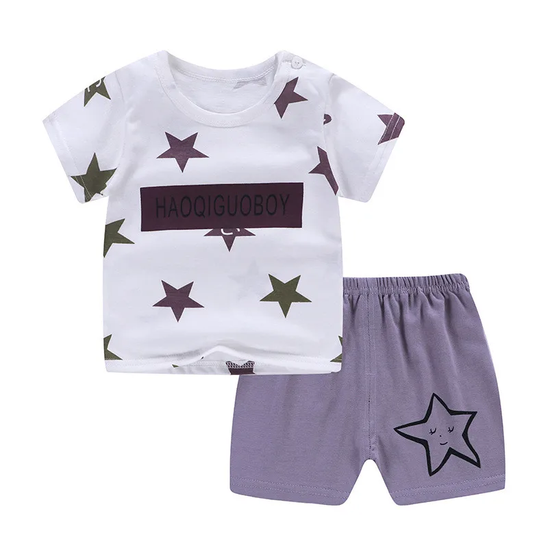 Summer Boys Girls Cotton T-shirt Pants 2pce set Clothes Baby Toddler Outdoor Sports Casual Kids Clothing Suit Children Costume | Детская
