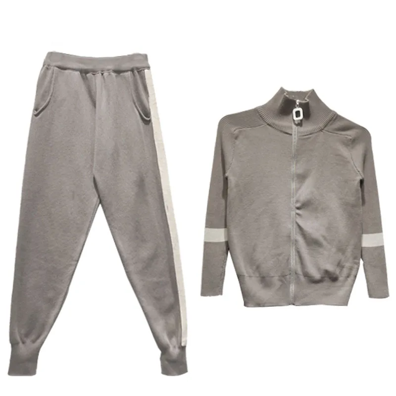 Женский Повседневный Спортивный костюм ALPHALMODA Трикотажный на молнии и облегающие