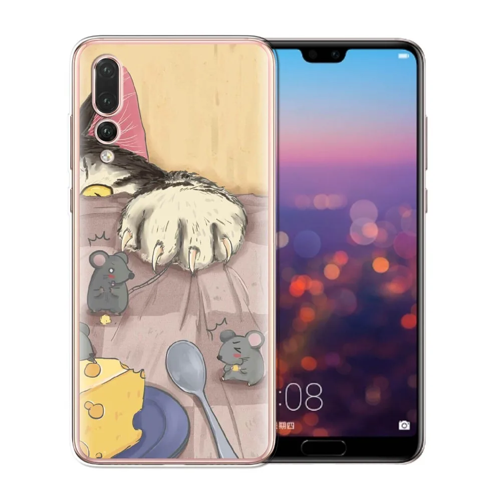 Для Coque Huawei P20 Pro Чехол милый Кот Мягкие TPU крышка 2018 Новые поступления для