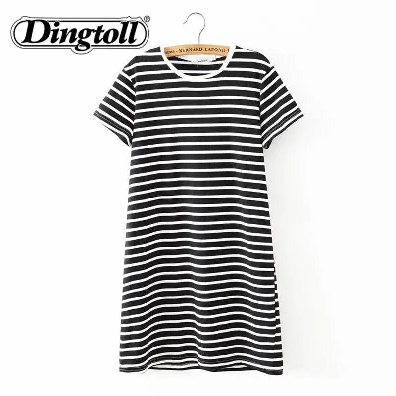 2016 весной и летом новый черный белый полосатой футболке платье|dresses night|t-shirt