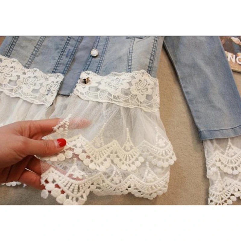 

Women's Denim Jacket Female Streetwear Plus Size Women Clothes 2019 Jean Jacket Women Slim Short Lace Denim Jackets Clothes