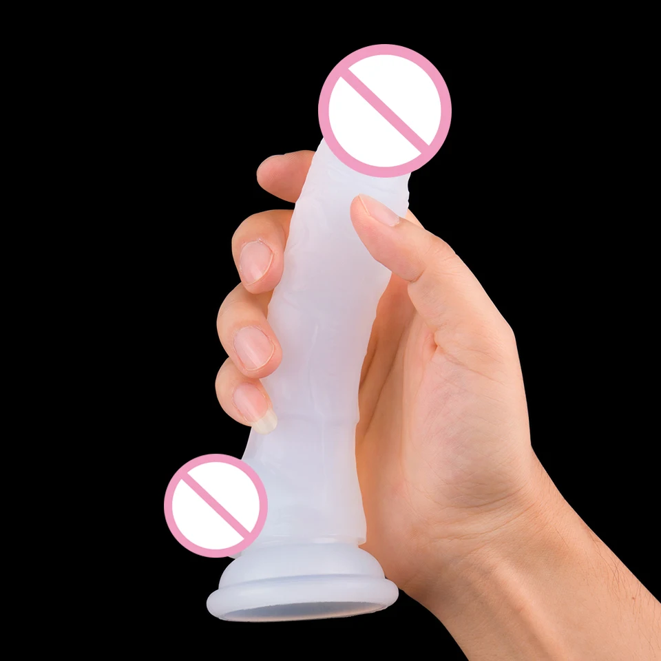 Эротический большой реалистичный фаллоимитатор из жидкого силикона на присоске
