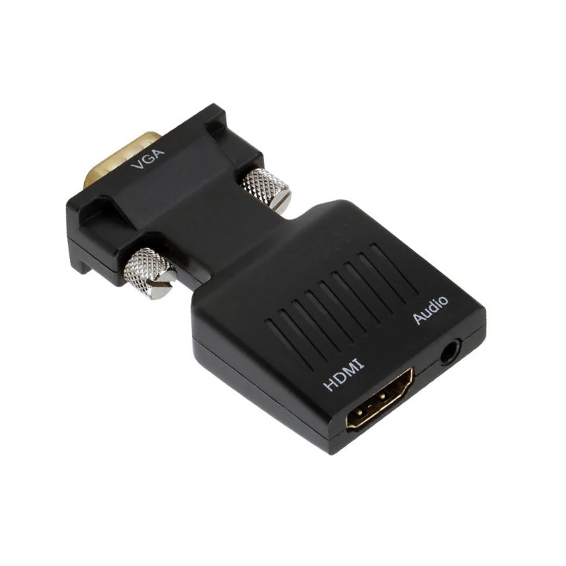 Переходник VGA Female HDMI для видео адаптер Full HD 1080P с 3 5 мм L / R аудиовходом ПК ТВ