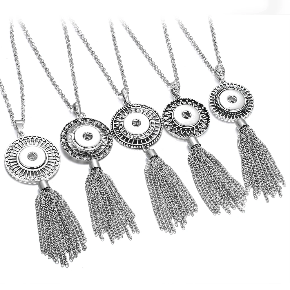 Женское ожерелье с длинной кисточкой колье круглой металлической подвеской 18 мм