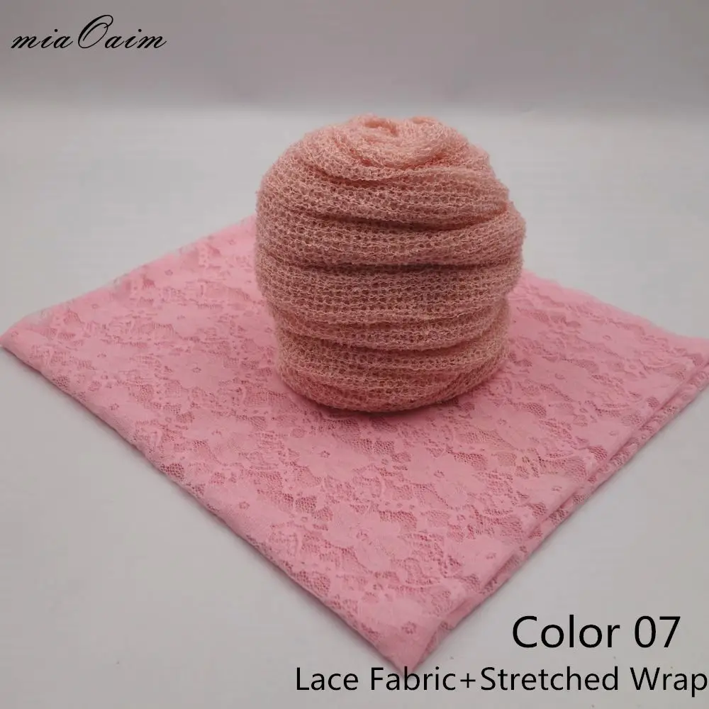 07 Lace and Wrap Одеяло ручной работы+ кружевная ткань+ трикотажная стрейч-обертка полный комплект для новорожденных реквизит для фотосессии приемная корзина-одеяло наполнение - Цвет: 07 Lace and Wrap