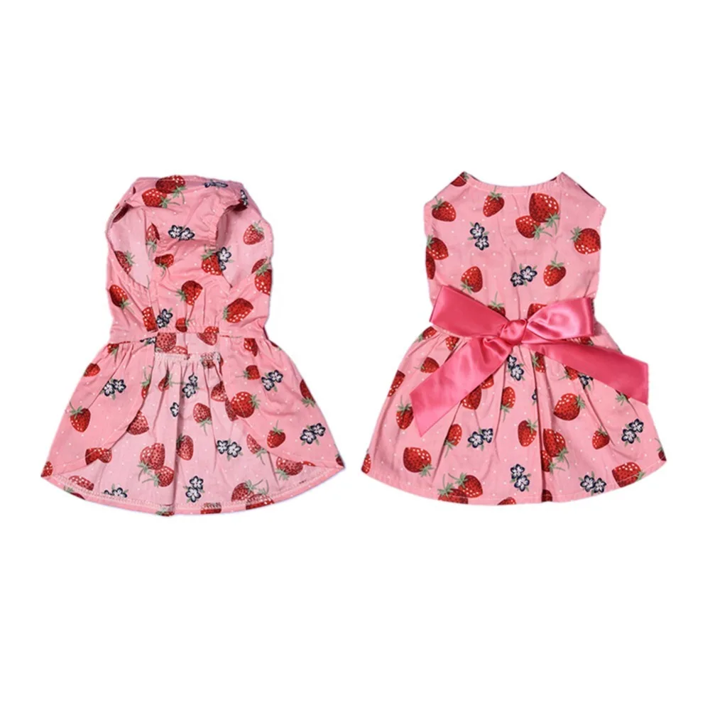 Платье для собак с клубничкой одежда юбка принцессы платья маленьких кошек