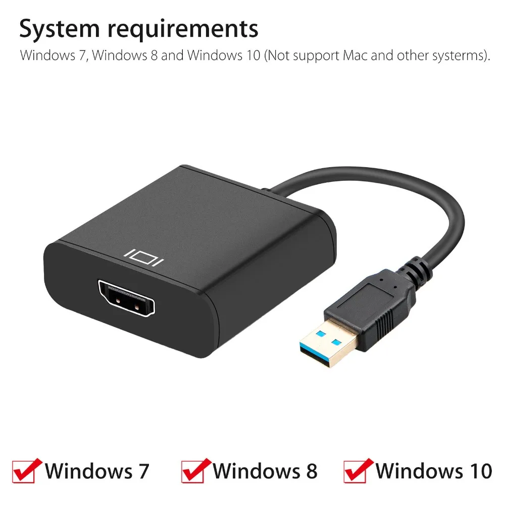 USB 3,0 к HDMI аудио видео адаптер конвертер кабель для Windows 7/8/10 шт. 1080P
