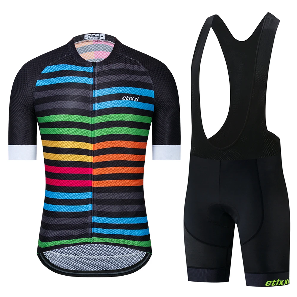 Bib Cycling Set 03 Мужская Профессиональная командная велосипедная майка, набор, анти-УФ велосипедная одежда, Майо Ropa Ciclismo MTB трикотаж для велосипедистов, оранжевая велосипедная одежда - Цвет: Bib Cycling Set 03