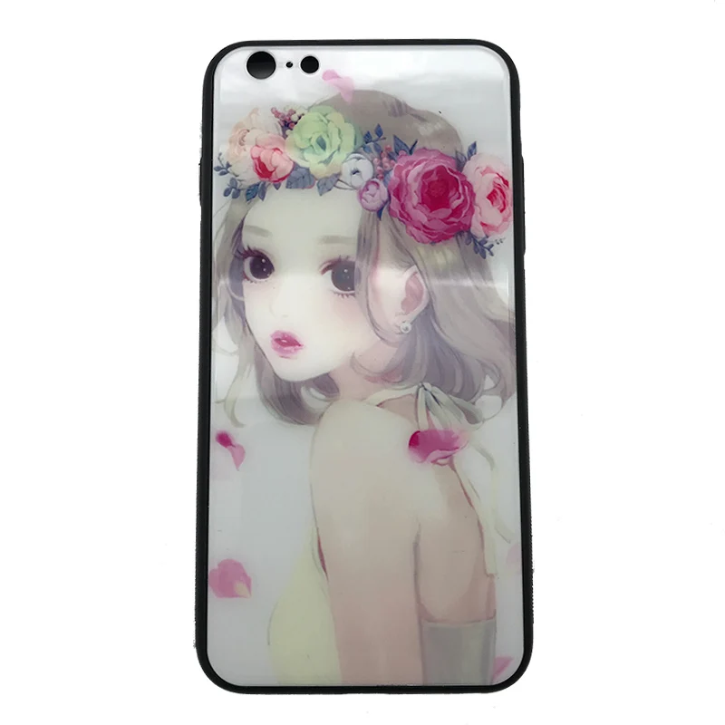 Закаленное Стекло задняя крышка TPU край чехол для iPhone 6 S плюс Мрамор рисунком Coque