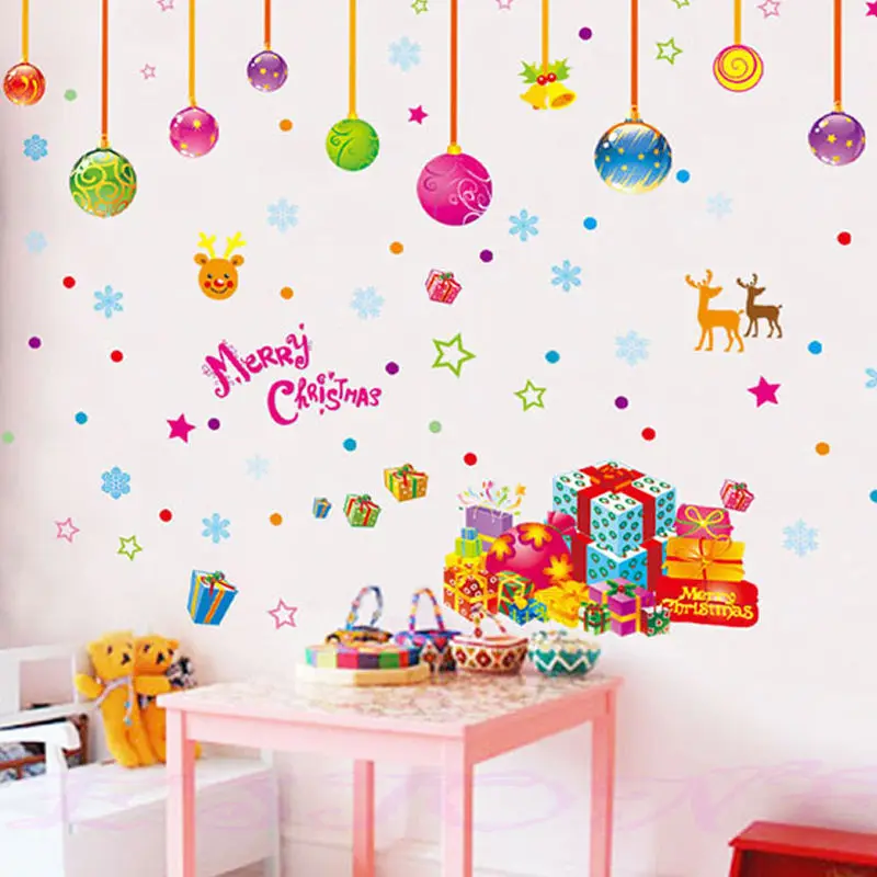 Рождество Wal наклейка счастливый снеговик олень Снежинка Наклейки на стены с