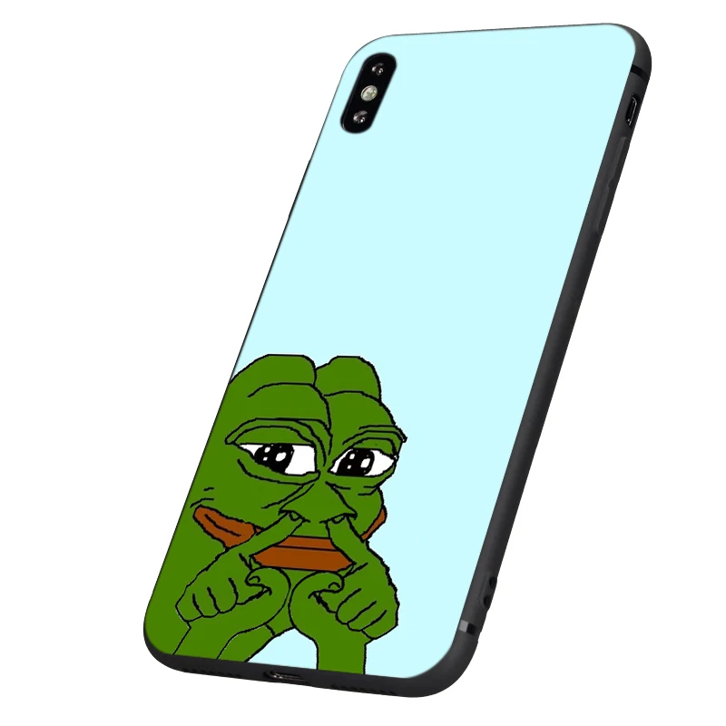 Черный чехол ТПУ для iphone 5 5s se 6 6s 7 8 plus x 10 чехол для iphone XR XS 11 pro MAX чехол интернет Meme Smug Frog Pepe