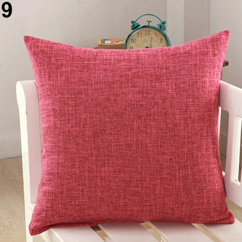 

New Solid Color Linen Simple Throw Pillow Case Square