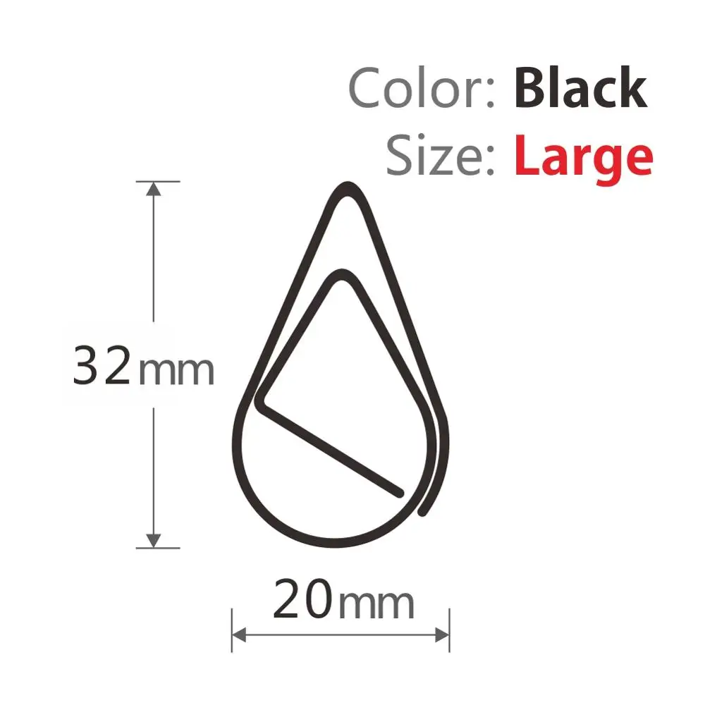 Black L 10 шт./партия металлические капельные скрепки для бумаги необычной формы золотого и серебристого цвета Kawaii закладка для офиса и школы маркировка канцелярских принадлежностей зажимы - Цвет: Black L