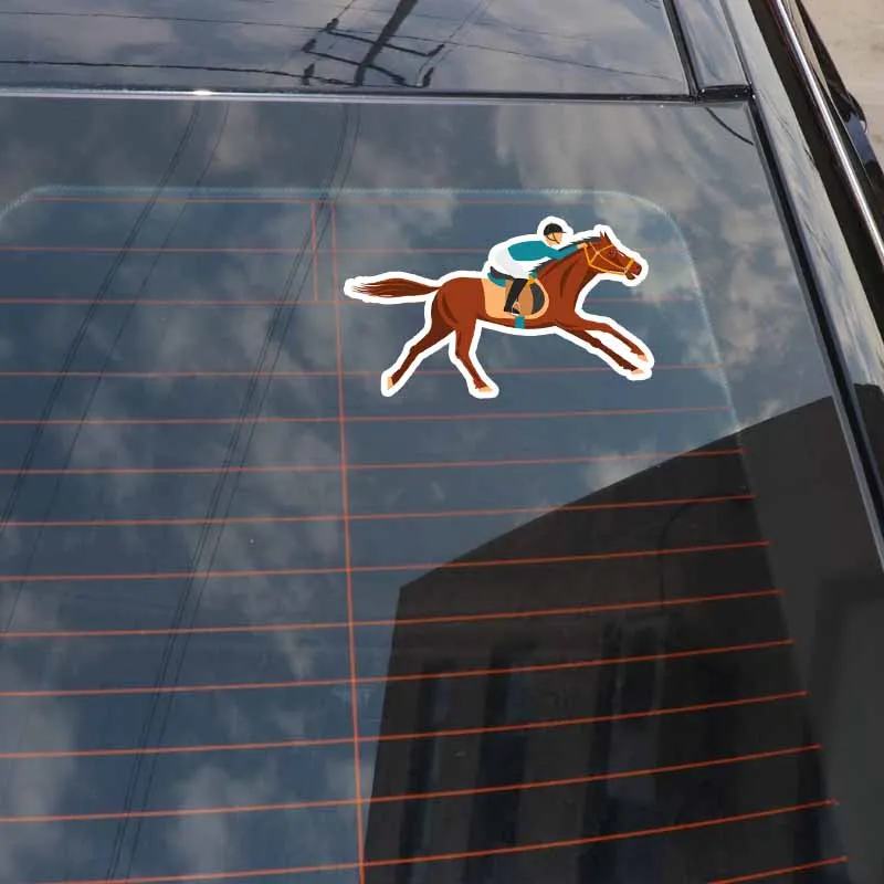 

YJZT 18CM*10.2CM Interesting Running Horse PVC Animal Car Sticker Decals 5-0806