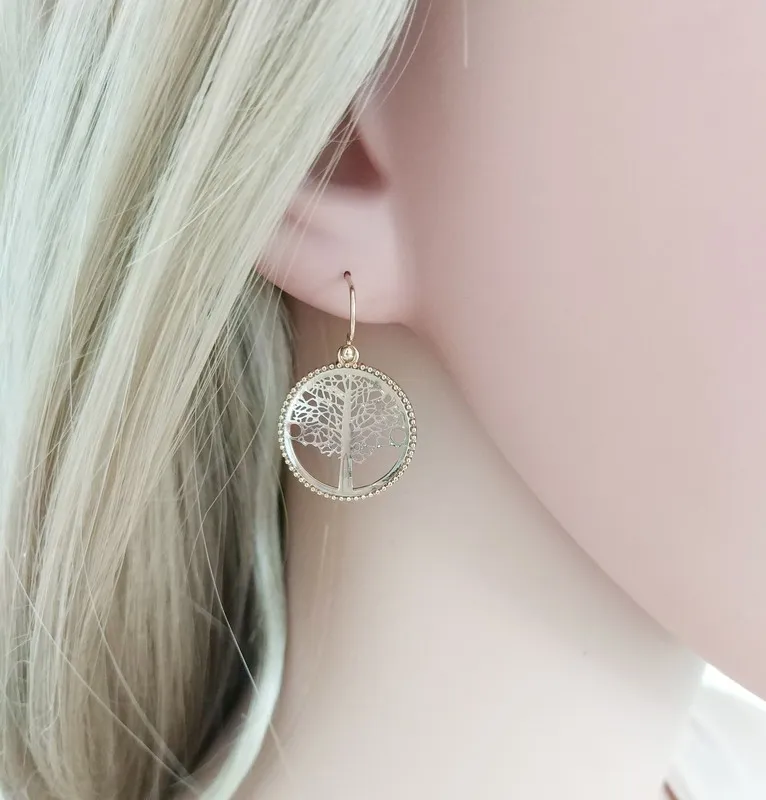Женские маленькие круглые серьги капли Tree Life|earrings for|dropping earrings for womendrop |