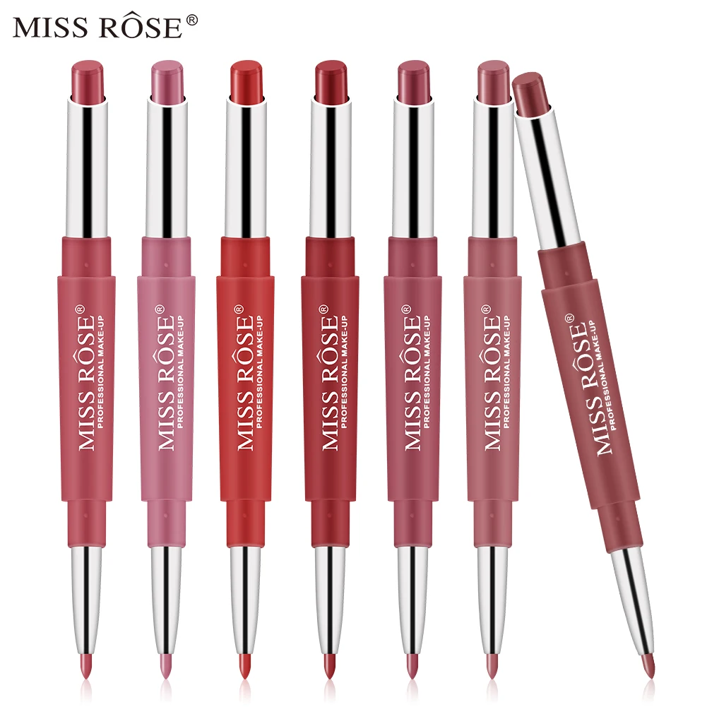 MISS ROSE, 1 шт., 2 в 1, двойной концевой карандаш для губ, водостойкая матовая губная помада, набор, стойкий сексуальный цветной карандаш для губ, макияж, TSLM2