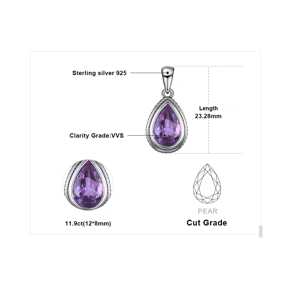 JewelryPalace Грушевидную Форму 11ct Создан Александрит Sapphire Подвески 100% Стерлингового