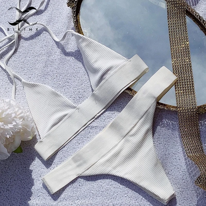 Bikinx ребристый Холтер Бикини 2019 новый треугольник сексуальный купальник женский