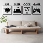 Наклейка на стену для геймера Eat Sleep Game Code программирующий контроллер видео виниловый художественный домашний декор для детей Настенная Наклейка для спальни 3024