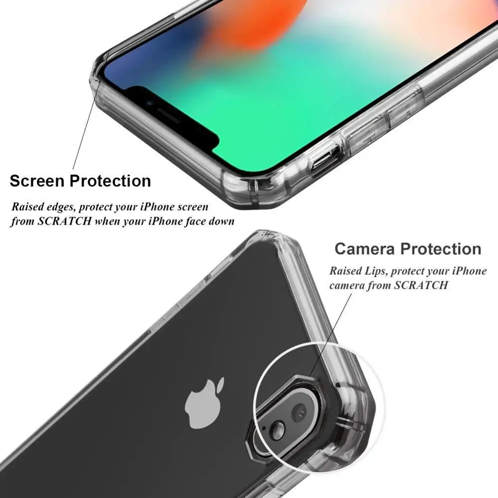 Противоударный бампер прозрачный ТПУ чехол для телефона iPhone XS XR Max X 8 7 6 6S Plus