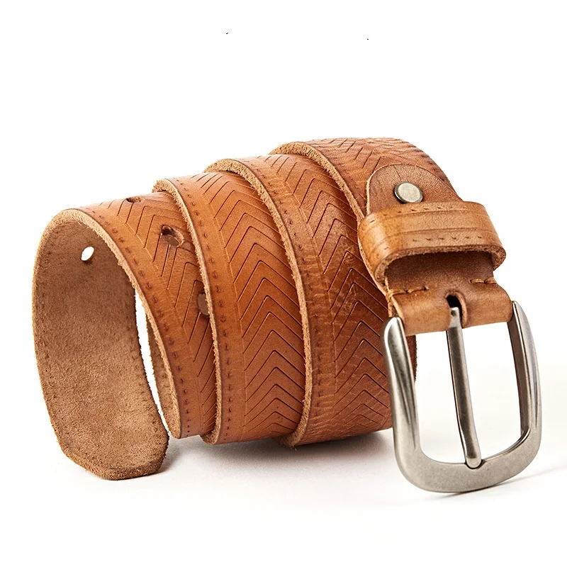 563 New Fashion Top Leather belt Man full Grain Pure leather Men's Belts Youth Wide Cowhide Leather Belt