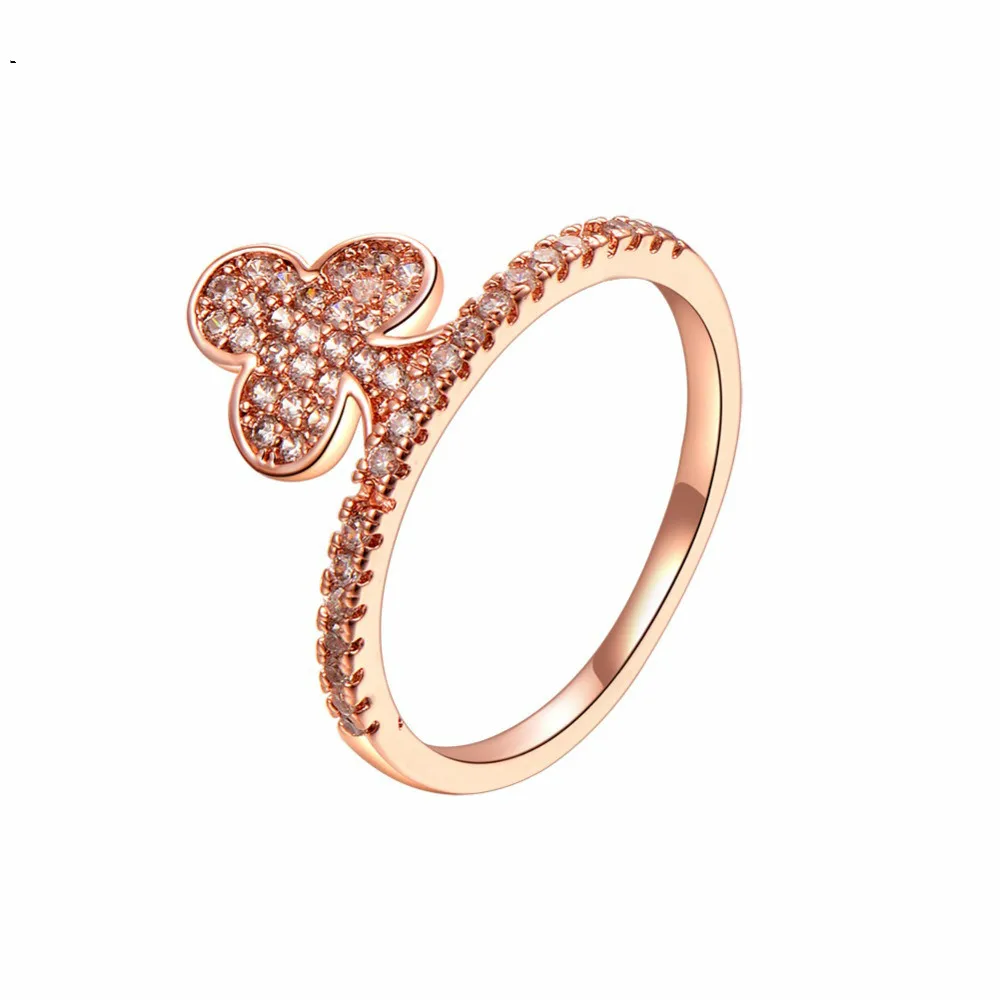

Ringen Voor Vrouwen Mode Rose Gold Crystal Plum Sieraden Meisje Glamour Zirkoon Engagement Ring Bruiloft Sieraden Accessoires