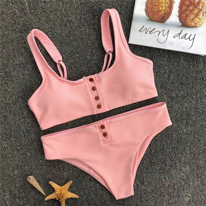 Бикини 2019 женский купальник сексуальный Maillot De Bain Femme Кнопка купальный костюм для
