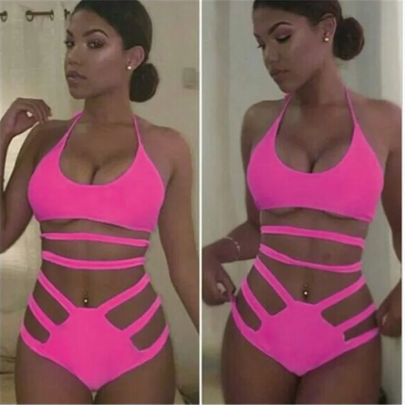 2017 Женский бразильский слитный купальник сексуальный однотонный купальный