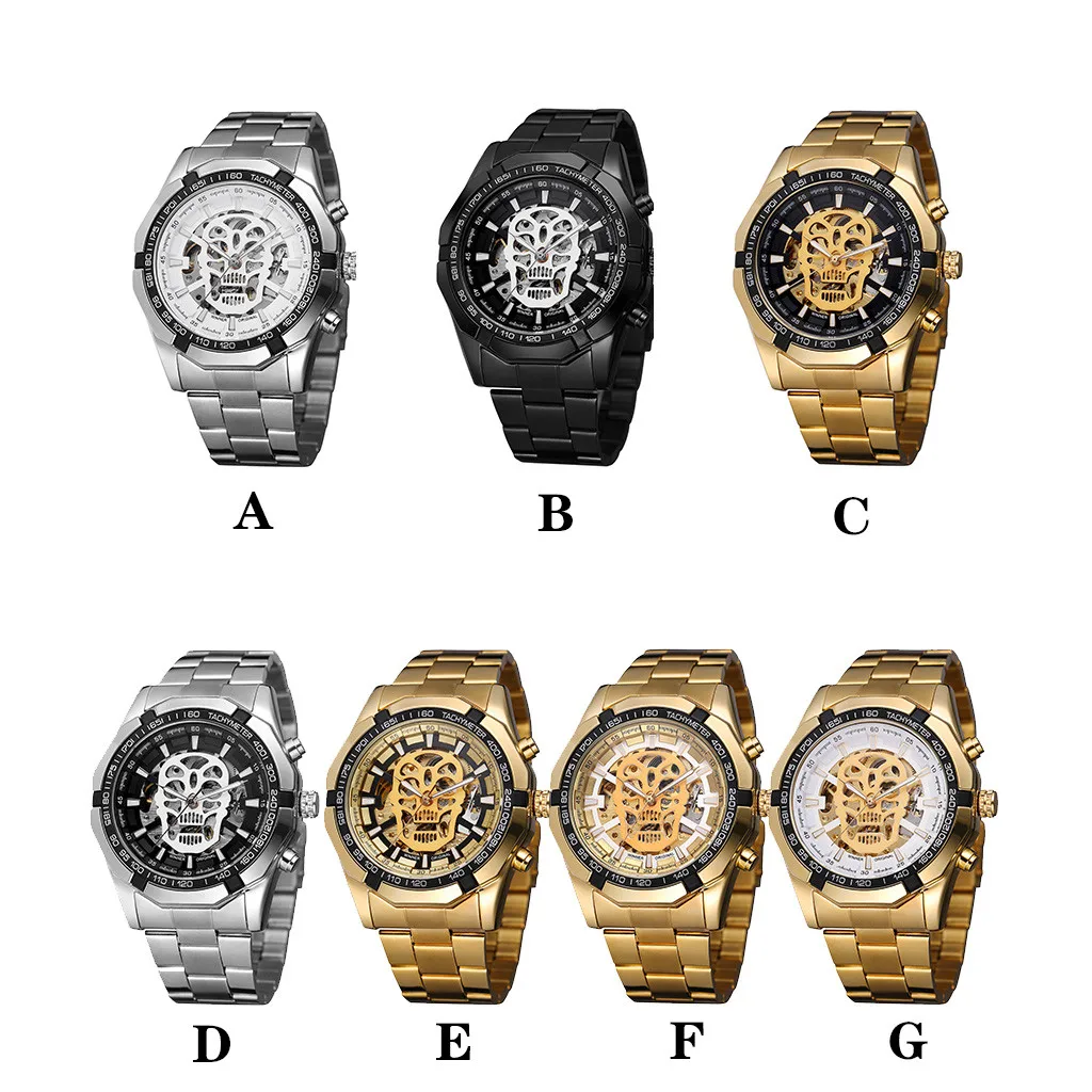 

T-WINNER Fashion Brand Men Watch Hollow Demon Dial Luxury Design Business Bracelet Clasp Men's Mechanical Watches With Box