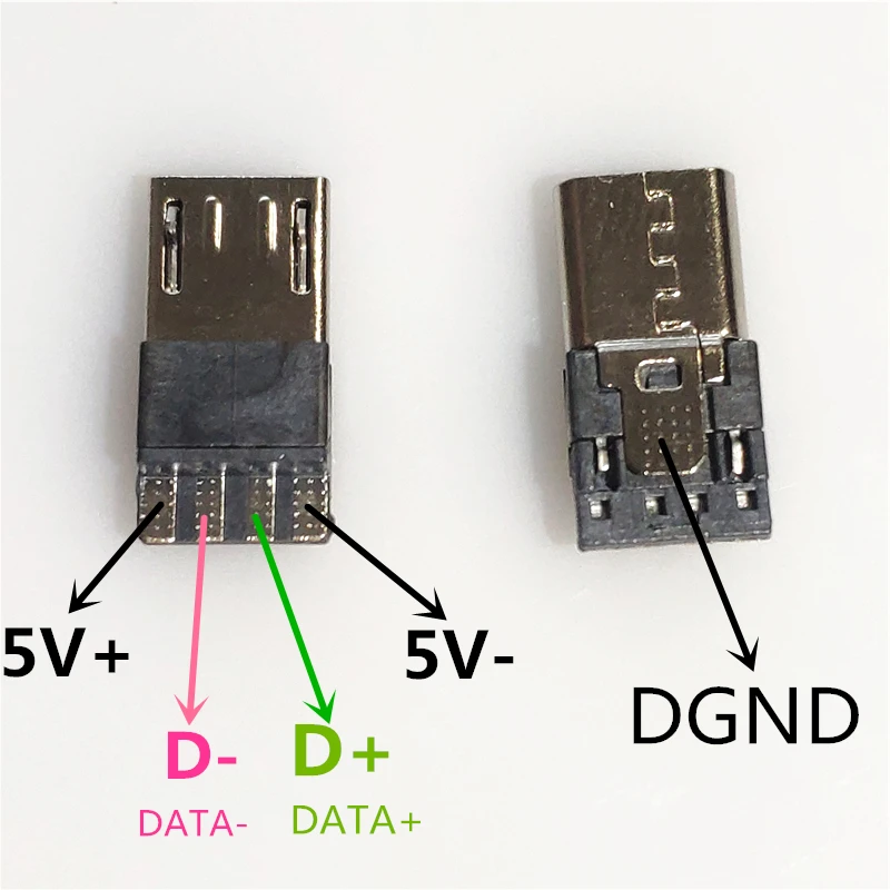 

10PCS/LOT YT2153B Micro USB 4Pin Male connector plug Black/White welding Data OTG line interface DIY data cable accessories