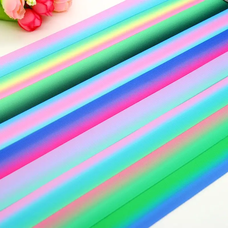 

7/8'' Free Shipping Gradient 21 Colors Fade Printed Grosgrain Ribbon Material Headwear Party Decoration Diy Sewing 22mm S524