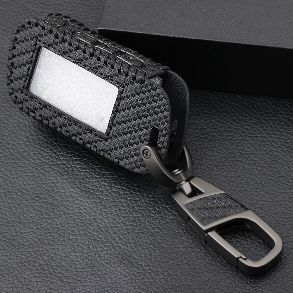 Carbon Fiber Style A93 Leather Case For Starline A63 Car alarm Remote Controller LCD Keychain Cover | Автомобили и мотоциклы
