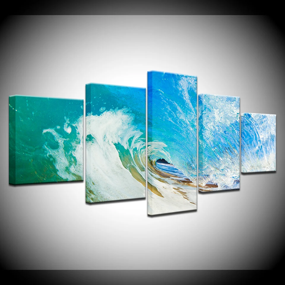 

Canvas HD Print Poster Home Decor Framework 5 Pieces Sea Wave Landscape Pictures Modular Seascape Paintings Living Room Wall Art