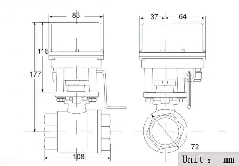 Двухходовой Электрический шаровой клапан DC12V/DC24V G1 1/2 &quotручной интегрированный