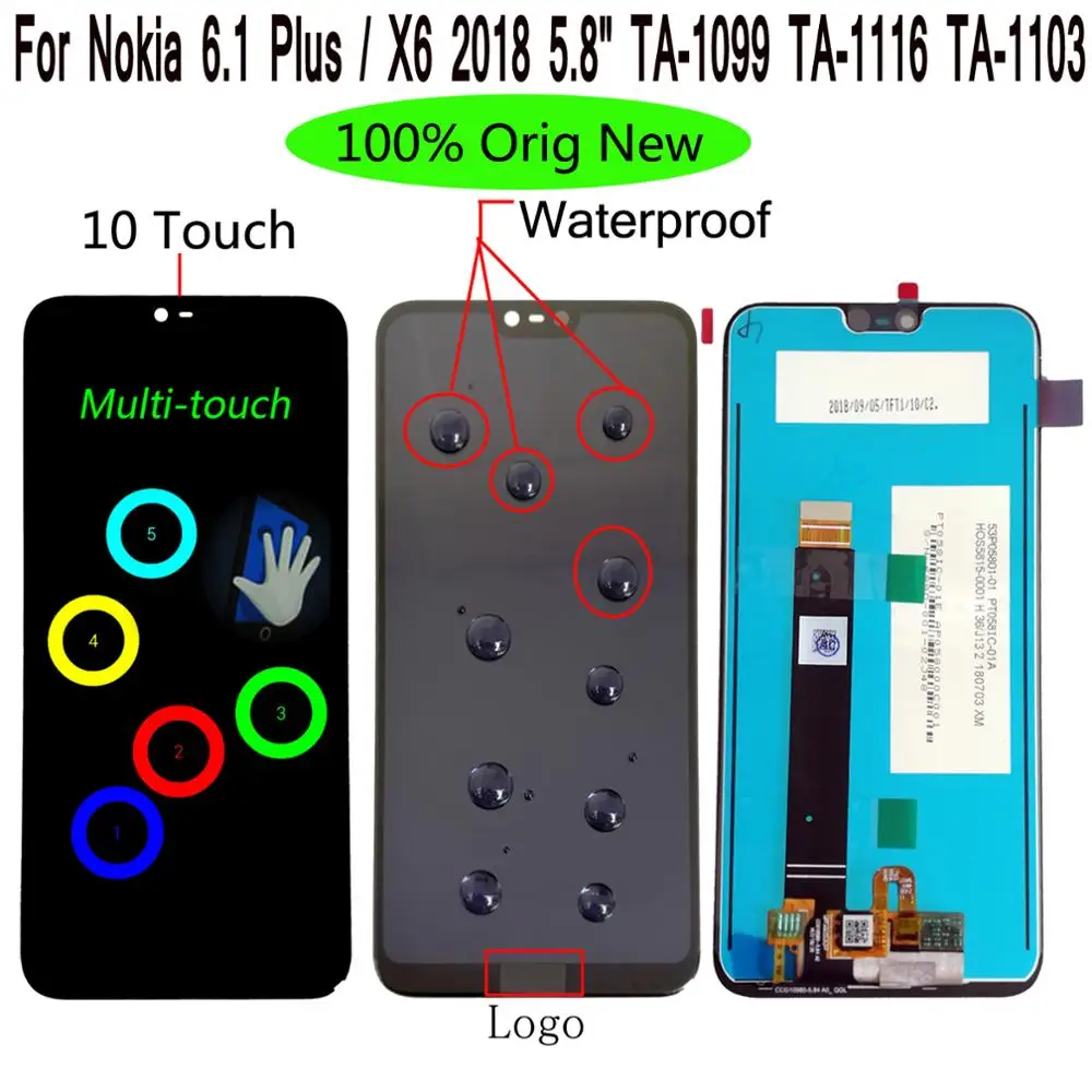 Оригинальный ЖК дисплей Shyueda с дигитайзером сенсорного экрана для Nokia 6 1 Plus / X6 2018 TA