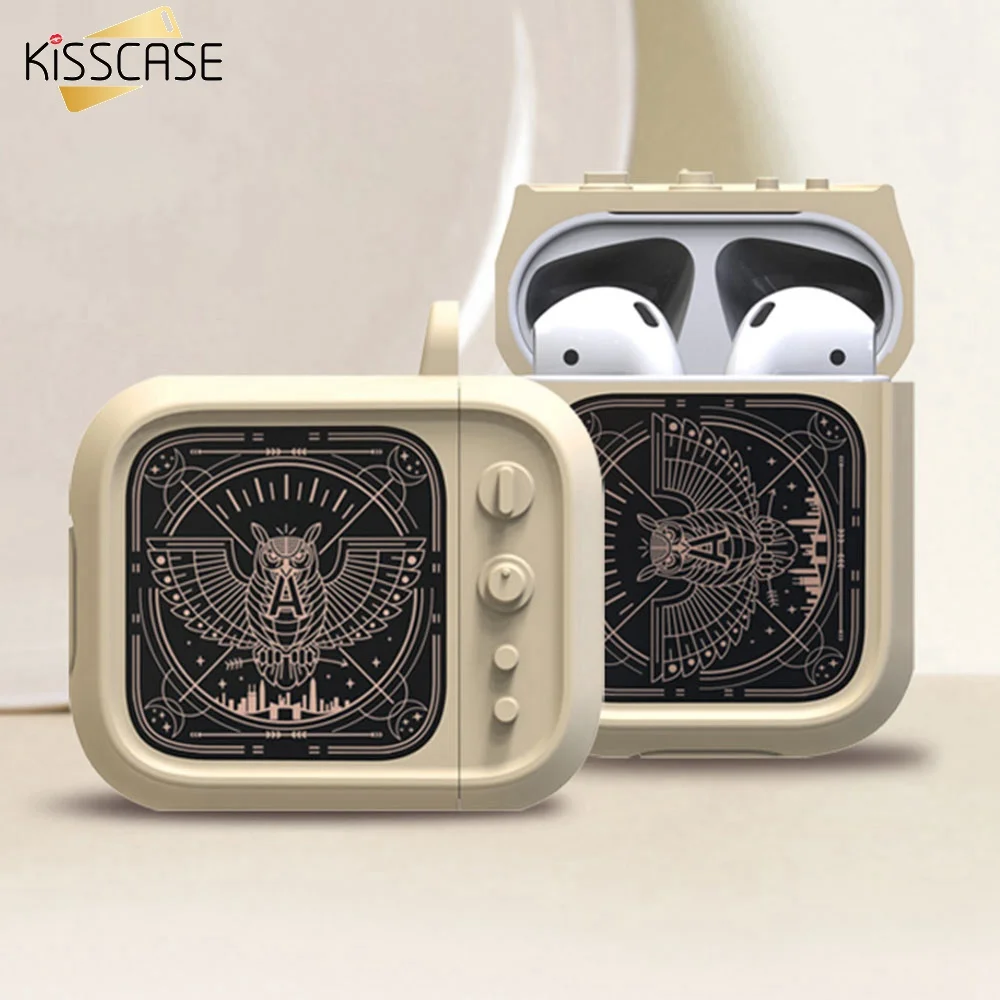 Чехол KISS винтажный силиконовый чехол для наушников Airpods 2 защитный TV с рисунком