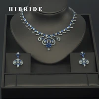 hibride wholesale dubai jewelry sets 5 colors available flower cubic zirconia necklace earring sets for bridal party gifts n 301