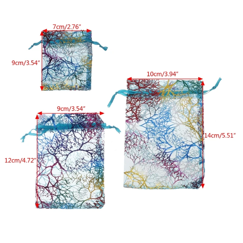 10 пакетов подарочные сумки из органзы Coralline для вечеринки свадьбы ювелирных