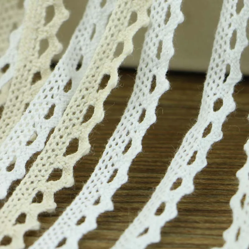 Вязаная хлопковая кружевная лента бежевого и белого цвета 5 ярдов/штука сделай