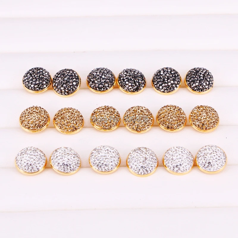 10 Pairs ZYZ296-8921 Gold color stud earrings pave rhinestone fashion jewelry | Украшения и аксессуары