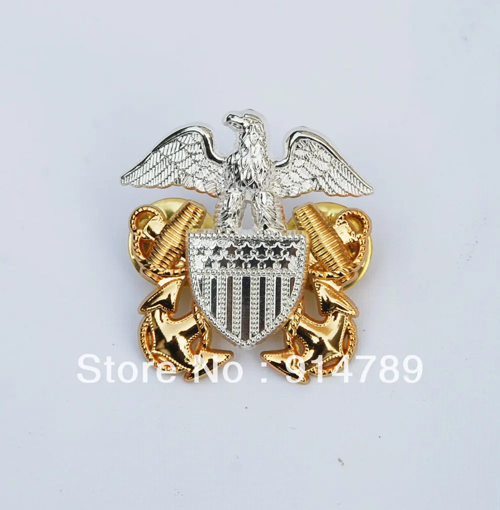 

WWII США военно-морской флот сотрудников шляпа металлический значок-33057