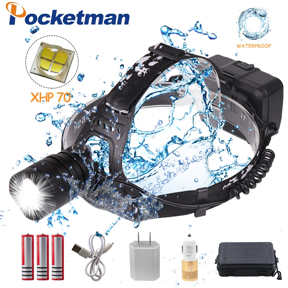 Мощный светодиодный фонарь Pocketman XHP70 для кемпинга на 3*18650|Налобные LED-фонари| |